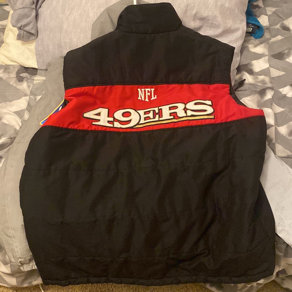 49ers vintage vest puffer men puffer large sports attire nfl short sleeve jacket - Picture 6 of 6